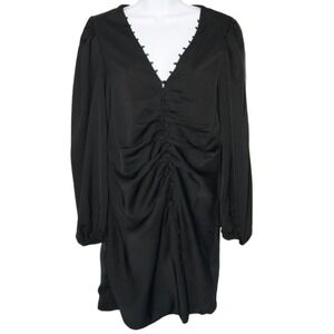 Crescent Goth Witch Medium Black Button Up Long Sleeve Loose Fit Dress